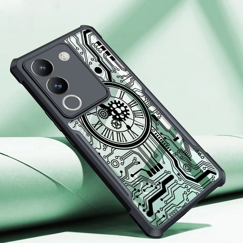 Ốp Lưng Cơ VIVO Y400 Y200 Pro GT Y200E Y100 Y78 Y36 Y35 Y29 Y27 Y17S Y16 Y15C Y01 Y02S Y04 Y22S Y29S Y22 4G 5G Vỏ Trong Suốt Túi Khí Chống Sốc Phong Cách Kim Loại