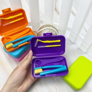 Hộp đựng bàn chải đánh răng di động Chỉnh nha Dụng cụ vệ sinh răng miệng Bộ dụng cụ kẽ răng Bàn chải lưỡi Cạp du lịch Bàn chải đánh răng Làm trắng răng