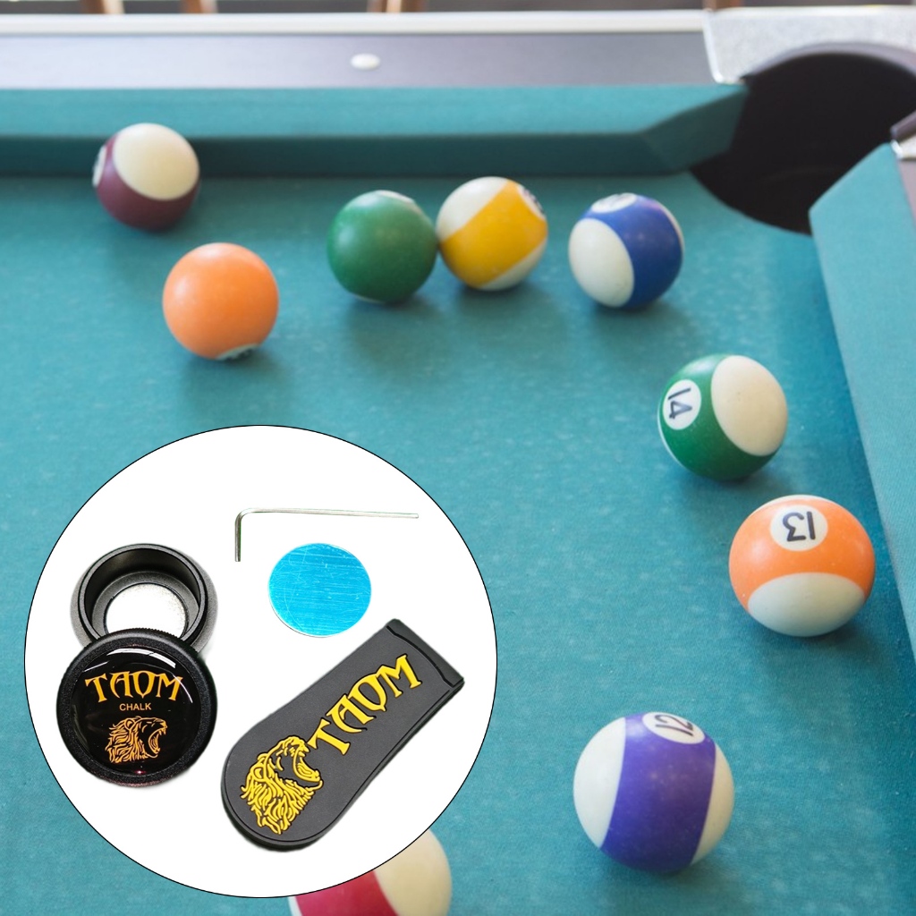 Bể bơi cue phấn giữ hồ bơi cue snooker phụ kiện phấn kim loại hộp tròn snooker cue phấn