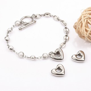 Thép không gỉ Rỗng Tình Yêu Mặt Dây Chuyền Hình Trái Tim Quyến Rũ Tự Làm Handmade Vòng Tay Vòng Cổ Phụ Kiện Trang Sức Vật Liệu