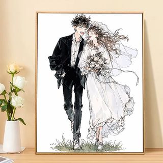 MOZI✨30 * 40cm / 40 * 50cm cặp đôi hạnh phúc tranh tô màu theo số tranh số hóa tranh sơn dầu số hoá Phim Hoạt Hình Cặp Đôi Tự Làm Tranh Sơn Dầu Kỹ Thuật Số Sơn Tranh Vẽ Tay Tranh Nhồi Bông Quà Tặng Đám Cưới Tô Màu Tranh Sơn Dầu