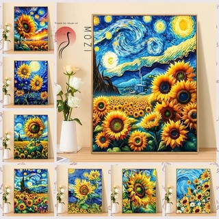 MOZI✨30 * 40cm / 40 * 50cm hoa hướng dương van gogh tranh tô màu theo số tranh số hóa Van Gogh Bầu Trời Đầy Sao Hoa Hướng Dương Sơn Dầu Kỹ Thuật Số Tự Làm Tô Màu Tranh Tay Tranh Vẽ Tay Tranh Kỹ Thuật Số Tô Màu Tranh Sơn Dầu Tranh Trang Trí