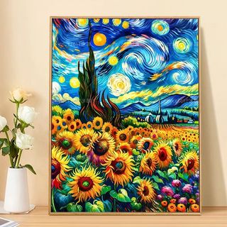 MOZI✨30 * 40cm / 40 * 50cm hoa hướng dương van gogh tranh tô màu theo số tranh số hóa Van Gogh Bầu Trời Đầy Sao Hoa Hướng Dương Sơn Dầu Kỹ Thuật Số Tự Làm Tô Màu Tranh Tay Tranh Vẽ Tay Tranh Kỹ Thuật Số Tô Màu Tranh Sơn Dầu Tranh Trang Trí