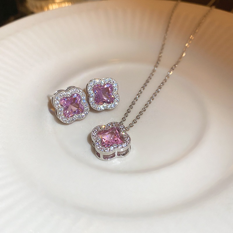 Dây chuyền mặt hoa hồng zircon phong cách Hàn Quốc thời trang, sang trọng dành cho nữ