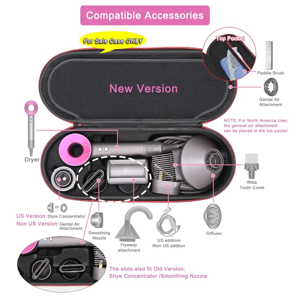Máy Sấy Tóc Túi Bảo Quản Du Lịch Cứng Mang Theo Cho Dyson HD03 HD08 HD15 Siêu Âm Máy Sấy Tóc Hộp Bảo Quản Máy Uốn Tóc