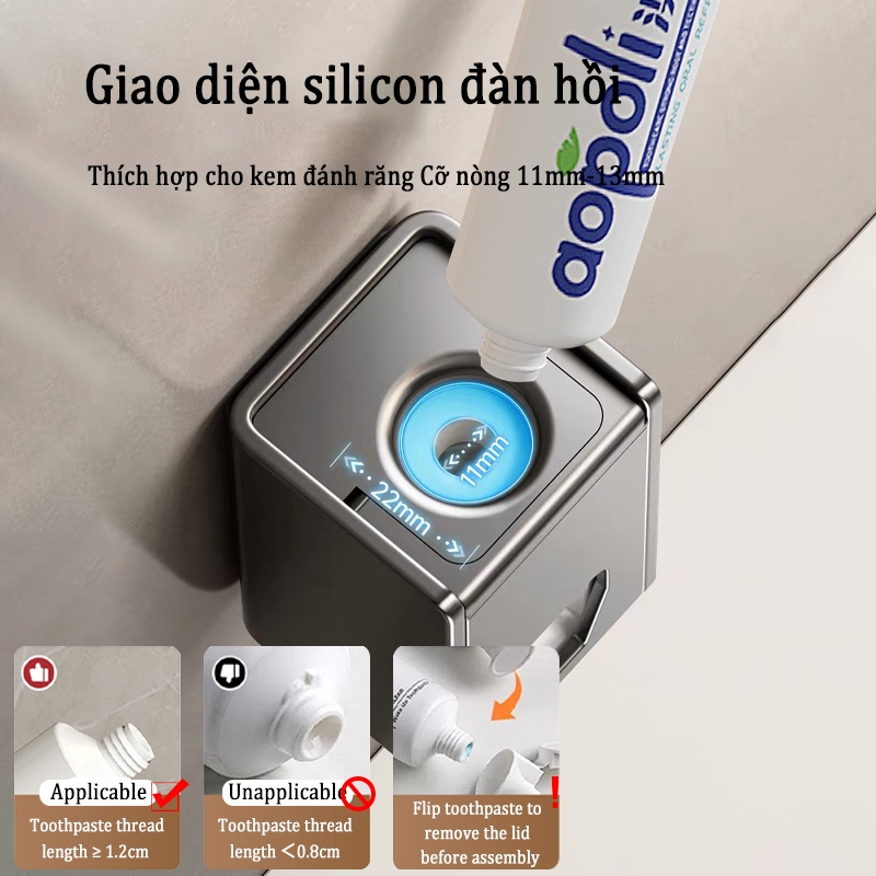 Ảnh MEIDOO Giá đỡ kem đánh răng màu xám Kem đánh răng Dispenser Khoan miễn phí Wall Mount Dễ sử dụng 1