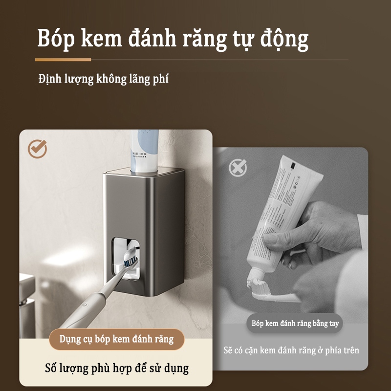 Ảnh MEIDOO Giá đỡ kem đánh răng màu xám Kem đánh răng Dispenser Khoan miễn phí Wall Mount Dễ sử dụng 4
