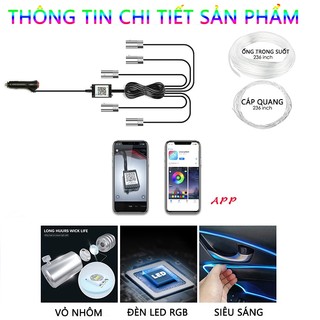 Đèn neon xe hơi SEAMETAL LED RGB không dây trang trí nội thất điều khiển bằng APP