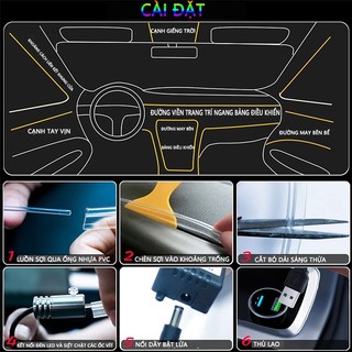 Đèn neon xe hơi SEAMETAL LED RGB không dây trang trí nội thất điều khiển bằng APP