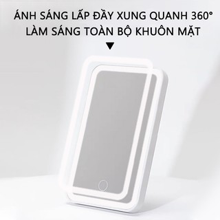 Gương Trang Điểm Trên Ô Tô Với Đèn LED 3 Chế Độ Ánh Sáng Gắn Chắn Nắng Xe Hơi, sạc USB Đa năng cao cấp