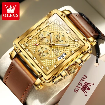 Đồng hồ thương hiệu Olevs Đồng hồ thạch anh đa chức năng Nguyên bản Đồng hồ nam dạ quang chống nước 100% Đồng hồ nam Đồng hồ nam 45mm * 41mm Mặt số 9925