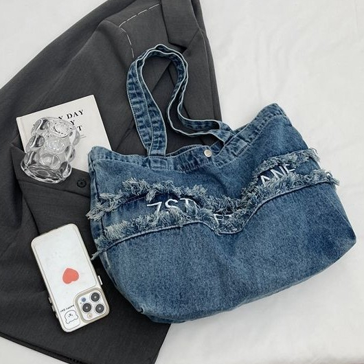 Túi vải Denim Vai Túi Denim Túi vải Túi Tote Túi xách thời trang nữ Túi xách sinh viên đi lại Túi đeo vai Túi Tote Denim Túi đeo vai Túi vải Túi đeo vai Túi xách tay