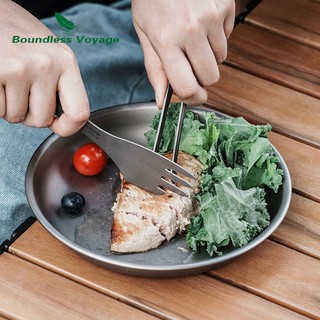 Boundless Voyage Titanium Spork Cắm Trại Dịch Vụ Thìa Nĩa Dao Đa Năng Bộ Đồ Ăn Du Lịch Ngoài Trời Nhẹ Đồ Ăn