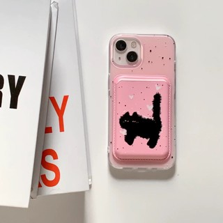 Hộp đựng thẻ ví mèo con chấm bi đơn giản phù hợp cho iPhone 15pro 15promax 14 14promax 14 pro