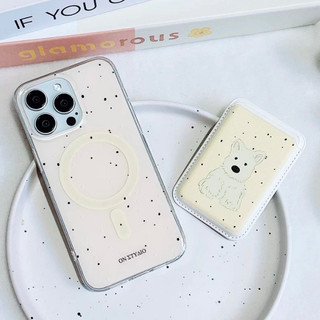 Hộp đựng thẻ ví mèo con chấm bi đơn giản phù hợp cho iPhone 15pro 15promax 14 14promax 14 pro