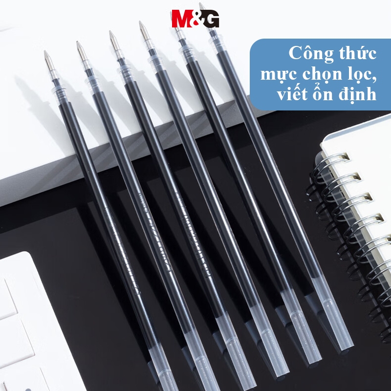 Ruột Bút Gel M&G 0.5mm Màu Đen/Xanh/Đỏ, Đầu Bi Nắp Rút, Ruột Thay Thế Bút Ký MG6102 1 Chiếc