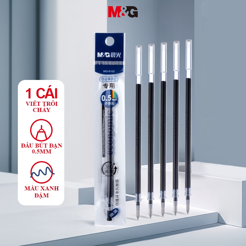 Ruột Bút Gel M&G 0.5mm Màu Đen/Xanh/Đỏ, Đầu Bi Nắp Rút, Ruột Thay Thế Bút Ký MG6102 1 Chiếc