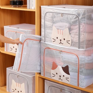 Túi Đựng Quần Áo Chăn Màn Khung Thép Trong Suốt, Cỡ Lớn, Có Thể Gấp Gọn 22L-100L Storage boxes【Chiosala12】