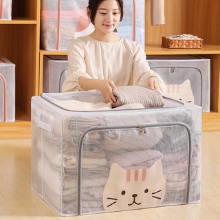 Túi Đựng Quần Áo Chăn Màn Khung Thép Trong Suốt, Cỡ Lớn, Có Thể Gấp Gọn 22L-100L Storage boxes【Chiosala12】