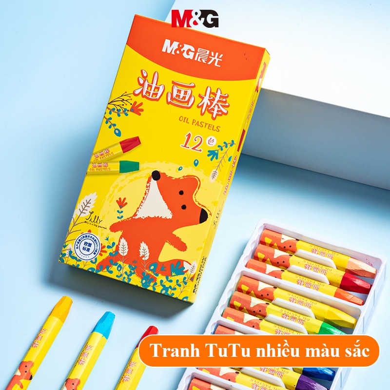 Màu Sáp Dầu M&G 12/24/36/48 Màu, Bút Sáp Màu An Toàn Không Độc Hại, Có Thể Giặt Được