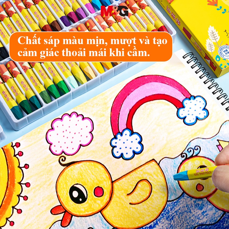 Màu Sáp Dầu M&G 12/24/36/48 Màu, Bút Sáp Màu An Toàn Không Độc Hại, Có Thể Giặt Được