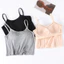 Ice Silk Modal Camisole Nữ Có Miếng Lót Ngực Không Vòng Thép Một Mảnh Mặc Bên Ngoài Bên Trong Ngắn Crop Đáy Áo Sơ Mi Quần Lót Mùa Hè Thoáng Khí Hút Mồ Hôi Co Giãn Thời Trang Đơn Giản Phong Cách Hàn Quốc Cotton Nguyên Chất Màu Trơn Phong Cách OL ins Phong