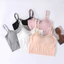 Ice Silk Modal Camisole Nữ Có Miếng Lót Ngực Không Vòng Thép Một Mảnh Mặc Bên Ngoài Bên Trong Ngắn Crop Đáy Áo Sơ Mi Quần Lót Mùa Hè Thoáng Khí Hút Mồ Hôi Co Giãn Thời Trang Đơn Giản Phong Cách Hàn Quốc Cotton Nguyên Chất Màu Trơn Phong Cách OL ins Phong