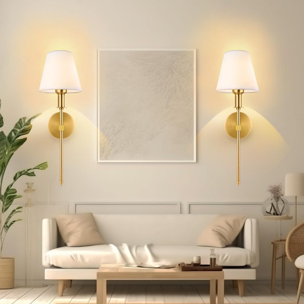Đèn tường có thể sạc lại không dây, Đèn tường không dây bằng vải Bắc Âu có điều khiển từ xa, Thích hợp cho hành lang, trang trí phòng ngủ