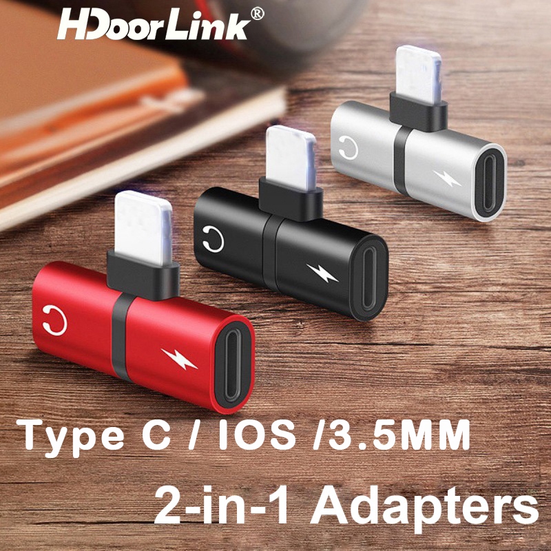 Ảnh Hdoorlink 2 In 1 Type C/IOS To 3.5mm Adapter Đầu Chuyển Đổi Âm Thanh Dây Cáp Chia Cổng Sạc 1