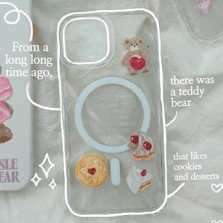 Ins Girly Cream Cake Bear Pattern Ví đựng thẻ cho iPhone 15pro 15promax 14 14promax 14 pro Soft Case