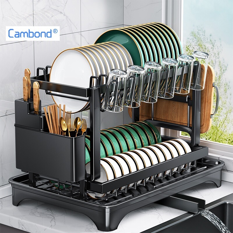 Cambond Kệ Bát Đĩa-Giá Để Đỡ, Kệ Nhà Bếp Bàn Có Thể Điều Chỉnh Kệ Có Khay Tiết Kiệm Không Gian