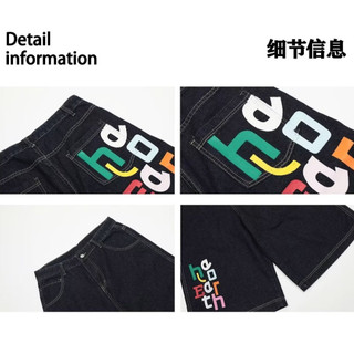 Quần short denim nam ESEA American retro dáng rộng giản dị chất lượng cao phong cách trung tính nhiều màu sắc in chữ quần short bảo hộ lao động