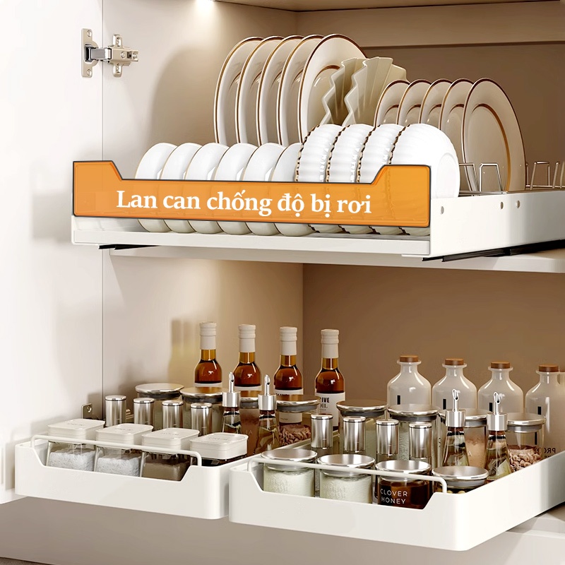 Cambond Giỏ kéo dưới bồn rửa, Kệ tổ chức dạng ngăn kéo với Giá để bát trượt