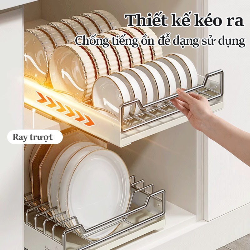 Cambond Giỏ kéo dưới bồn rửa, Kệ tổ chức dạng ngăn kéo với Giá để bát trượt