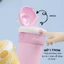 Bình nước thủy tinh bọc nhựa giữ nhiệt 500ml có ống hút dây đeo tiện lợi, nắp thú dễ thương