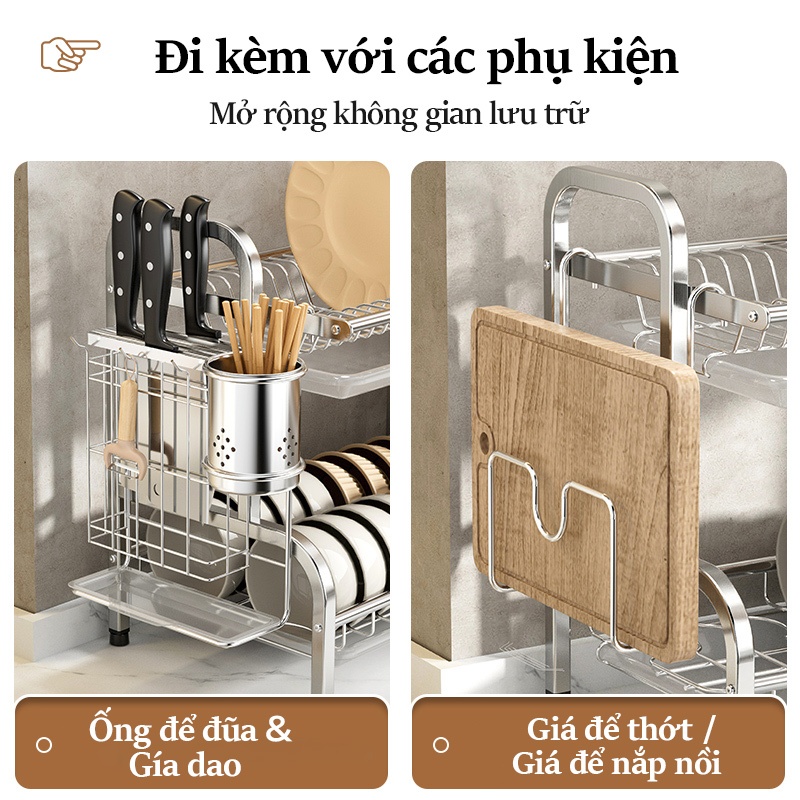 Cambond 2/3 Lớp Giá Để Đĩa Bằng Thép Không Gỉ Đĩa Drainer Giá Nhà Bếp Giá Để Đồ