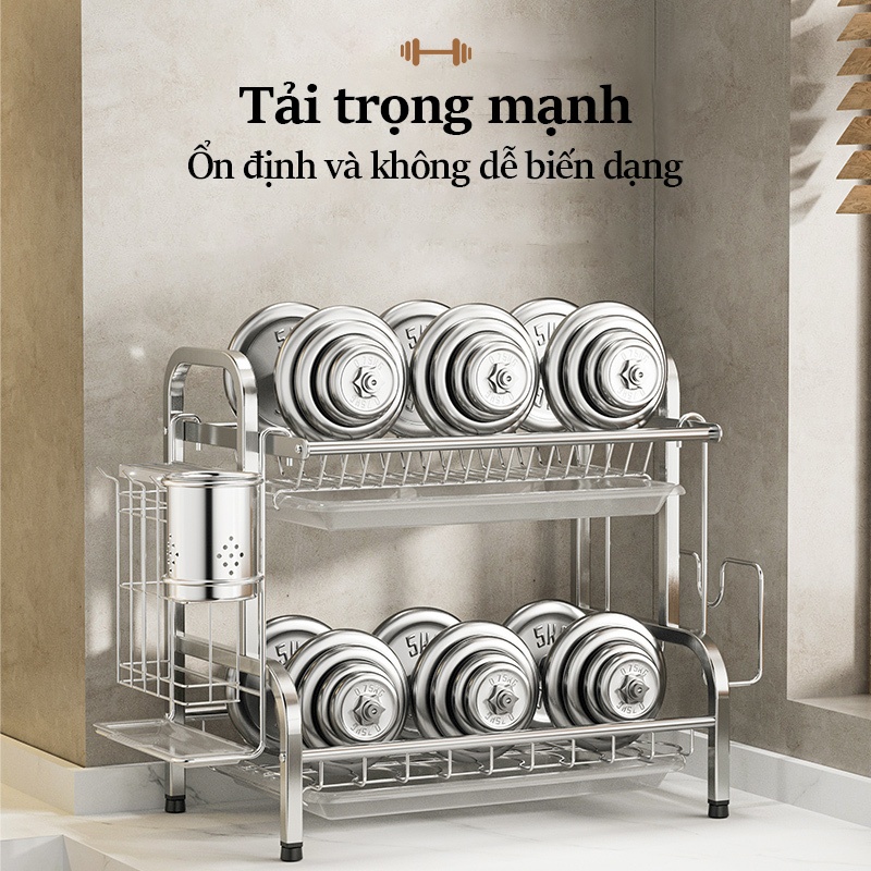 Cambond 2/3 Lớp Giá Để Đĩa Bằng Thép Không Gỉ Đĩa Drainer Giá Nhà Bếp Giá Để Đồ
