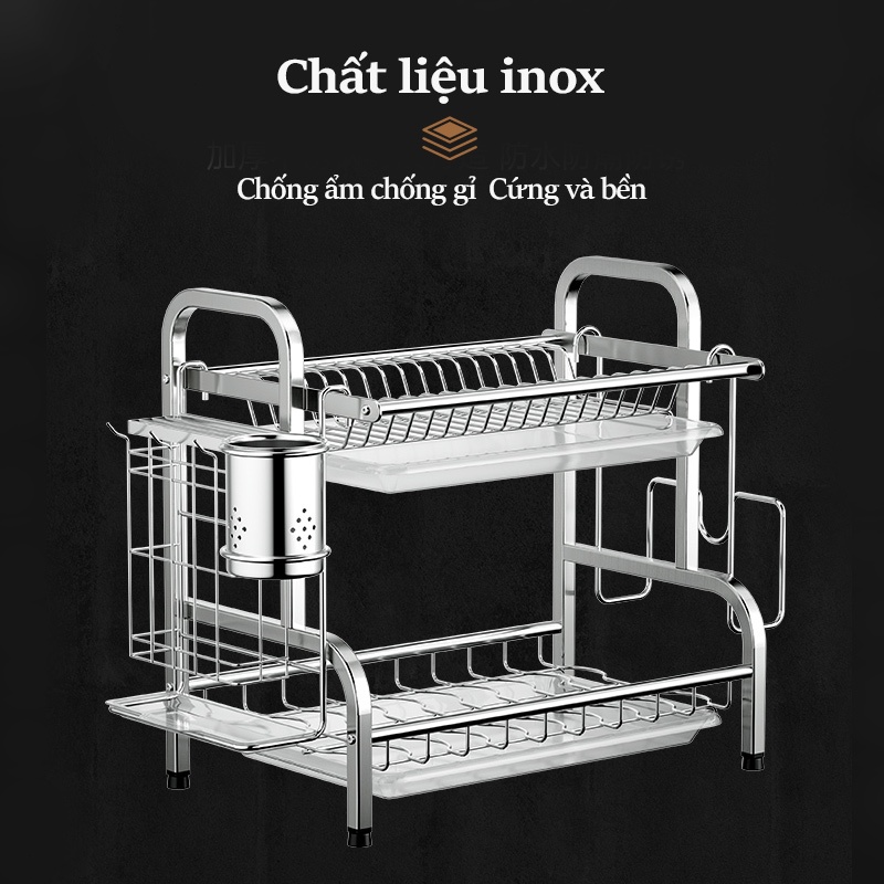 Cambond 2/3 Lớp Giá Để Đĩa Bằng Thép Không Gỉ Đĩa Drainer Giá Nhà Bếp Giá Để Đồ
