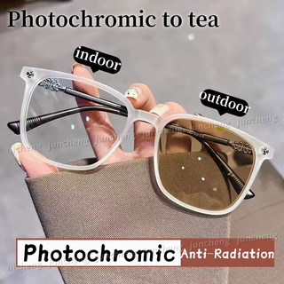 Kính Photochromic chống bức xạ 2in1 dành cho nam Khung kính vuông chống ánh sáng xanh