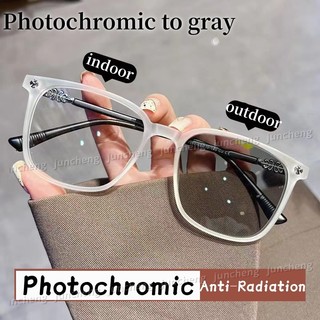 Kính Photochromic chống bức xạ 2in1 dành cho nam Khung kính vuông chống ánh sáng xanh
