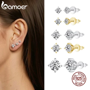 Bông tai bạc Bamoer 925 Moissanite Món quà trang sức đơn giản dành cho nữ