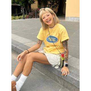 Áo thun nữ cổ tròn tay ngắn phong cách Hàn Quốc, cotton, sẵn hàng mùa hè