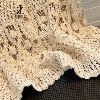 ZHELIHANGFEI Pháp Móc Rỗng Dệt Kim Nữ Sling Bên Ngoài Cardigan Bay Tay Áo Vest Hai Mảnh Phù Hợp Với
