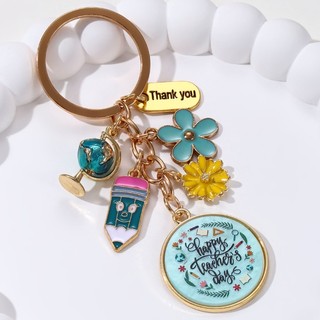 Giáo Viên Tốt Nhất Hoa Táo Cảm Ơn Bạn Bút Chì Men Móc Khóa Hợp Kim Đáng Yêu Móc Khóa Cho Trang Sức Handmade Cho Giáo Viên Quà Tặng