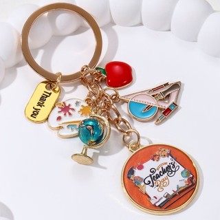 Giáo Viên Tốt Nhất Hoa Táo Cảm Ơn Bạn Bút Chì Men Móc Khóa Hợp Kim Đáng Yêu Móc Khóa Cho Trang Sức Handmade Cho Giáo Viên Quà Tặng