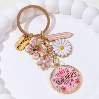 Giáo Viên Tốt Nhất Hoa Táo Cảm Ơn Bạn Bút Chì Men Móc Khóa Hợp Kim Đáng Yêu Móc Khóa Cho Trang Sức Handmade Cho Giáo Viên Quà Tặng