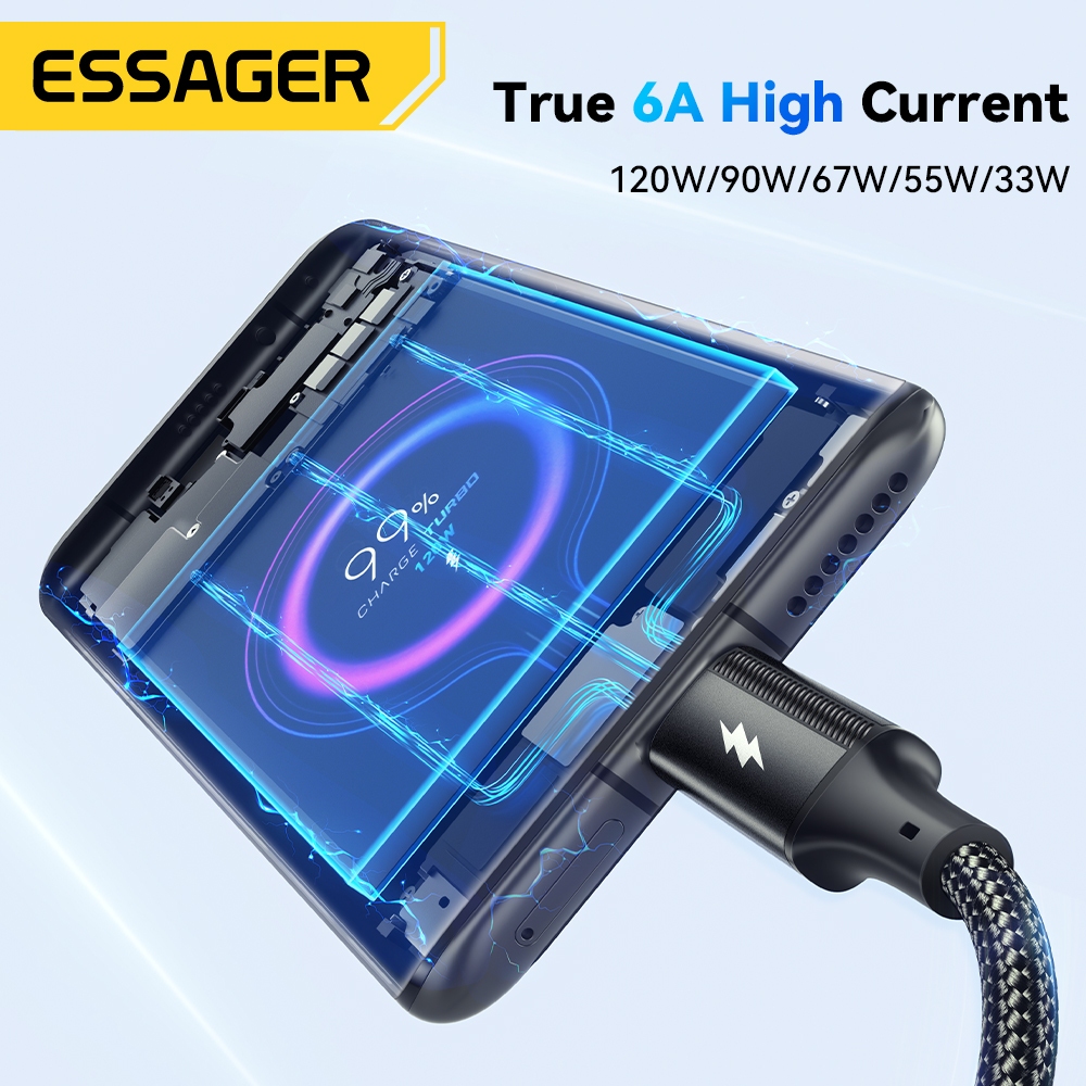 Ảnh Cáp Usb Essager 120W Type C cho dây sạc nhanh xiaomi 6A 1