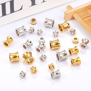 Thép không gỉ 18K Vàng Trumpet Hạt Lỗ Lớn Hạt Tự Làm Vòng Tay Dây Da Phụ Kiện Trang Sức Vật Liệu