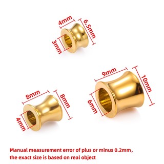 Thép không gỉ 18K Vàng Trumpet Hạt Lỗ Lớn Hạt Tự Làm Vòng Tay Dây Da Phụ Kiện Trang Sức Vật Liệu