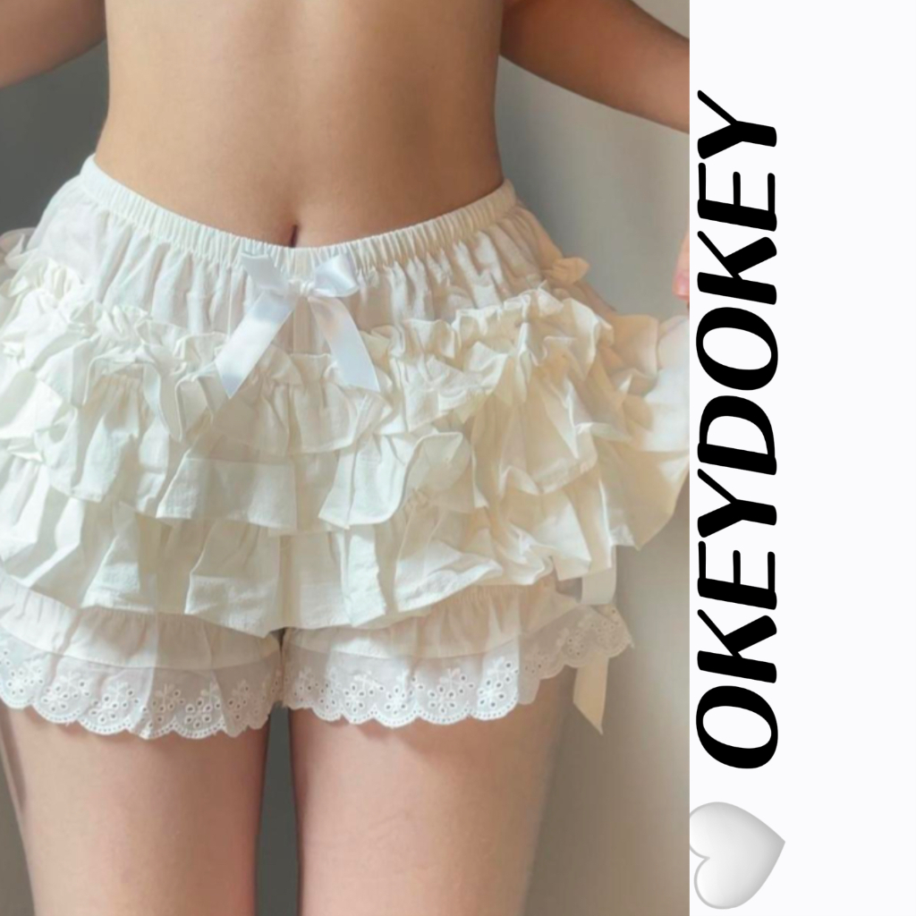 Quần Short Nhún Bèo Phong Cách Đường Phố Thời Trang Mùa Hè Cho Nữ OKDK-y2k